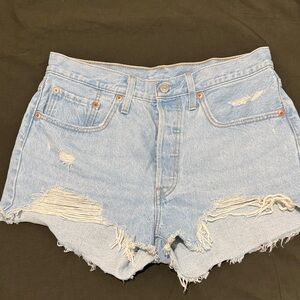 Levi's Light Blue Ripped Jean Shorts